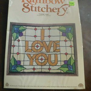 Vintage Rainbow Stitchery Kit "I Love You" Designed by Jeannie Style #504 NIP!